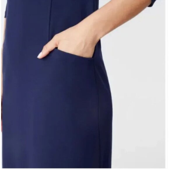 J. McLaughlin Catalyst Dress Winter Navy Women's size Large Front Pockets Bainbr - Picture 6 of 11